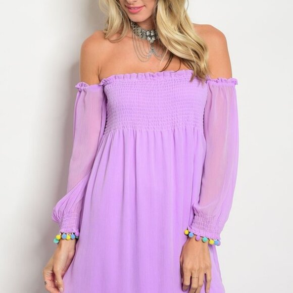 Off-Shoulder Lavender Dress - Picture 2 of 2